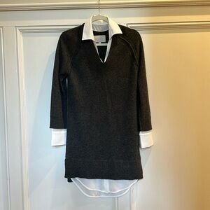 Brochu Walker The Looker Layered V-Neck Dress - XS-Charcoal with White